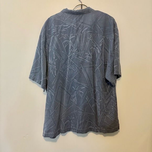 Jamaica Jaxx Men’s Silk Shirt XL Blue Palm Bamboo Pattern - Picture 6 of 10